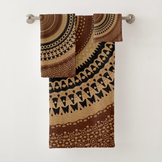 Rich Brown Mandala Bad Handdoek (Insitu)