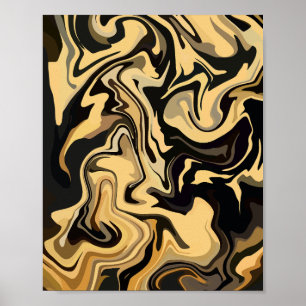 Rich Brown wervelingen met gouden tinten Poster