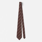 Rich Chocolate Brown & Beige Multi-Stripe Stropdas (Voorkant)
