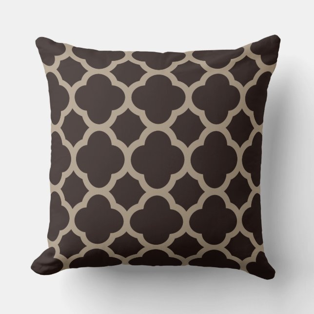 Rich Chocolate Mocha Quatrefoil Pattern Kussen (Voorkant)