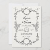 Rich Classic Bloemen QR Code Trouwfoto Kaart (Voorkant)