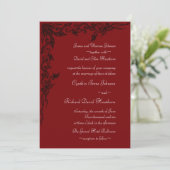 Rich Crimson Red Wedding Invitations Kaart (Staand voorkant)
