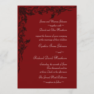 Rich Crimson Red Wedding Invitations Kaart