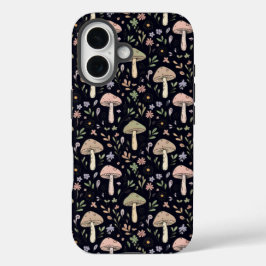 Rich Dark Fungi Seamless Pattern Goblincore iPhone 16 Hoesje