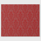 Rich Dark Red Floral Swirl Damask Cadeaupapier (Vlak)