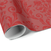 Rich Dark Red Floral Swirl Damask Cadeaupapier (Rol Hoek)