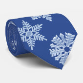 Rich Deep Blue Frozen Winter Snowflakes Kerstmis Stropdas (Opgerold)