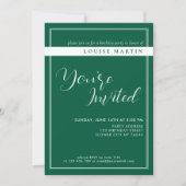 Rich Deep Green Aangepaste Verjaardag Uitnodiging (Voorkant)