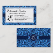 Rich Elegant Blue Floral William Morris Pattern Visitekaartje (Voorkant / Achterkant)