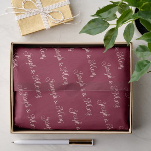 Rich Elegant Burgundy & Luxurious Champagne Script Tissuepapier (Geschenk)