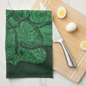 Rich Emerald Green Floral Pattern Theedoek (Quarter Fold)