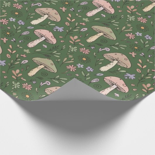 Rich Emerald Green Fungi Seamless Pattern Cadeaupapier (Hoek)
