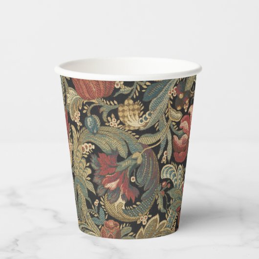 Rich Floral Tapestry Brocade Antiek Classic Papieren Bekers (Voorkant)
