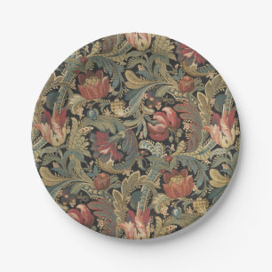 Rich Floral Tapestry Brocade Antiek Classic Papieren Bordje