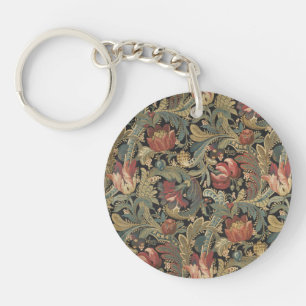 Rich Floral Tapestry Brocade Antiek Classic Sleutelhanger