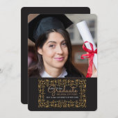 Rich Gold Lijst Foto Afstuderen Aankondiging (Voorkant / Achterkant)