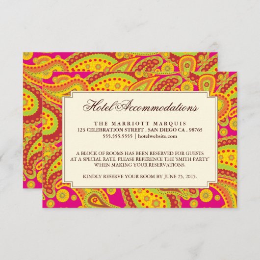 Rich Gold Paisley Pattern Party Enclosure Card Informatiekaartje (Voorkant / Achterkant)