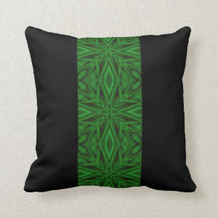 Rich Green Satin Fractal Stripe Kussen