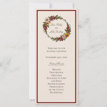Rich Herfst Florals Wedding Programme