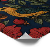 Rich Indigo Folk Flora Wallpaper Pattern Poster (Hoek)