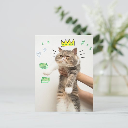Rich King Cat Briefkaart (Staand voorkant)