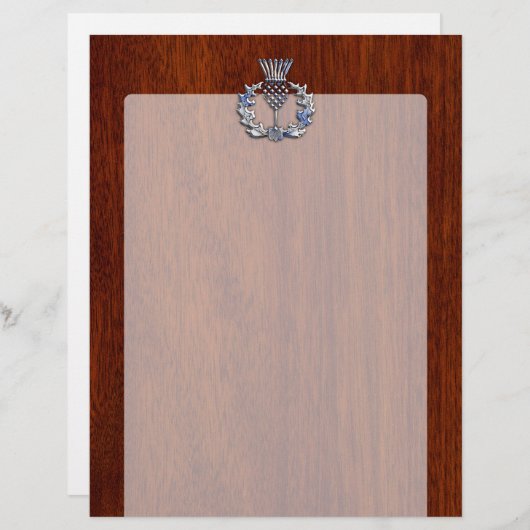 Rich Mahogany Wood Scottish Thistle Print (Voorkant / Achterkant)