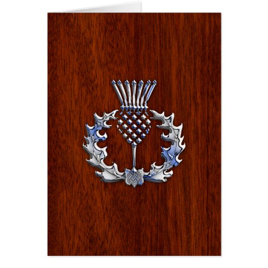 Rich Mahogany Wood Scottish Thistle Print (Voorkant)