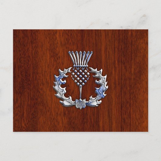 Rich Mahogany Wood Scottish Thistle Print Briefkaart (Voorkant)
