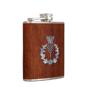 Rich Mahogany Wood Scottish Thistle Print Heupfles (Rechts)