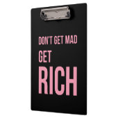 Rich Money Quotes Inspireert Roze Black Klembord (Links)