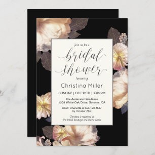 Rich Moody Floral Elegant Bridal Shower Uitnodigin Kaart