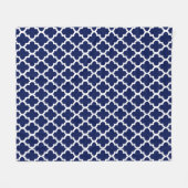 Rich Navy Blue en White Quatrefoil Pattern Fleece Deken (Voorkant (Horizontaal))