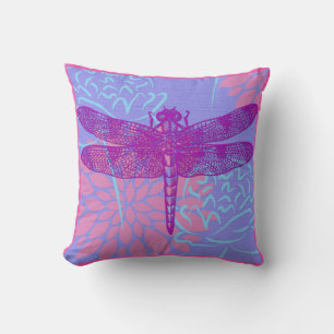 Rich Paarse Dragonfly op Soft Violet Pillow Kussen
