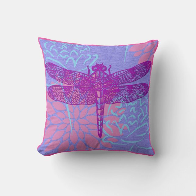 Rich Paarse Dragonfly op Soft Violet Pillow Kussen (Voorkant)