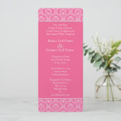 Rich Pink Damask Swirls Weddenschap Kaart (Staand voorkant)