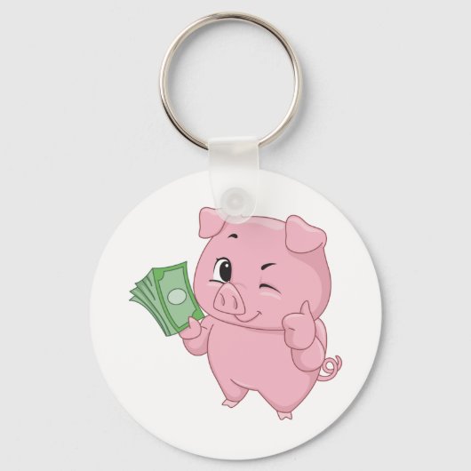 Rich Pink Pig Sleutelhanger (Voorkant)