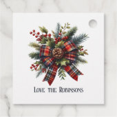 Rich Plaid Crest Monogram Vakantie Bedankjes Labels (Achterkant)