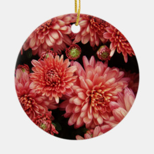 Rich Red Chrysanthemums Keramisch Ornament