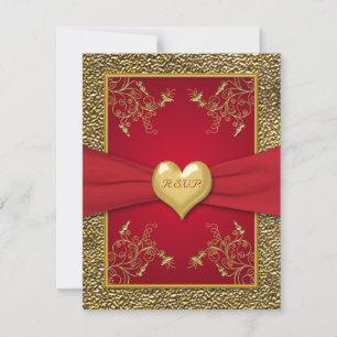Rich Red en Gold RSVP-kaart RSVP Kaartje