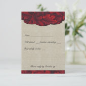 Rich Red Fabric Feuilles & Linen rsvp avec envelop (Debout devant)