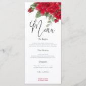 Rich Red Roses Stijlvol Script bruiloft Menu (Voorkant)