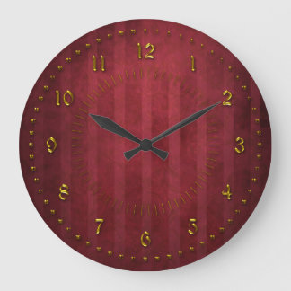 Rich Red Stripped Grunge Genummerd Grote Klok