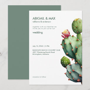 Rich Sage Tropische Cactus Moderne bruiloft Kaart