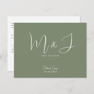 Rich Sage Wedding Sla de datum op Briefkaart