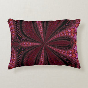 Rich Sparkly Reds Floral Fractal Accent Pillow Kussen