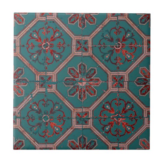 Rich Turquoise  teruggezet teile design Tegeltje (Voorkant)
