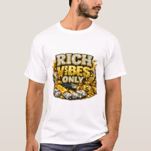 Rich Vibes Only – Luxe T-Shirt Orné d'Or pour une