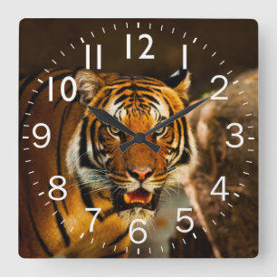 Rich Vibrant Tiger Vierkante Klok