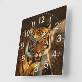 Rich Vibrant Tiger Vierkante Klok (Hoek)