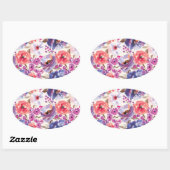 Rich Waterverf Flower Pattern Ovale Sticker (Vel)